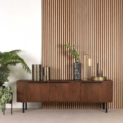 TV Lowboard aus Mangoholz in Dunkelbraun - Enija