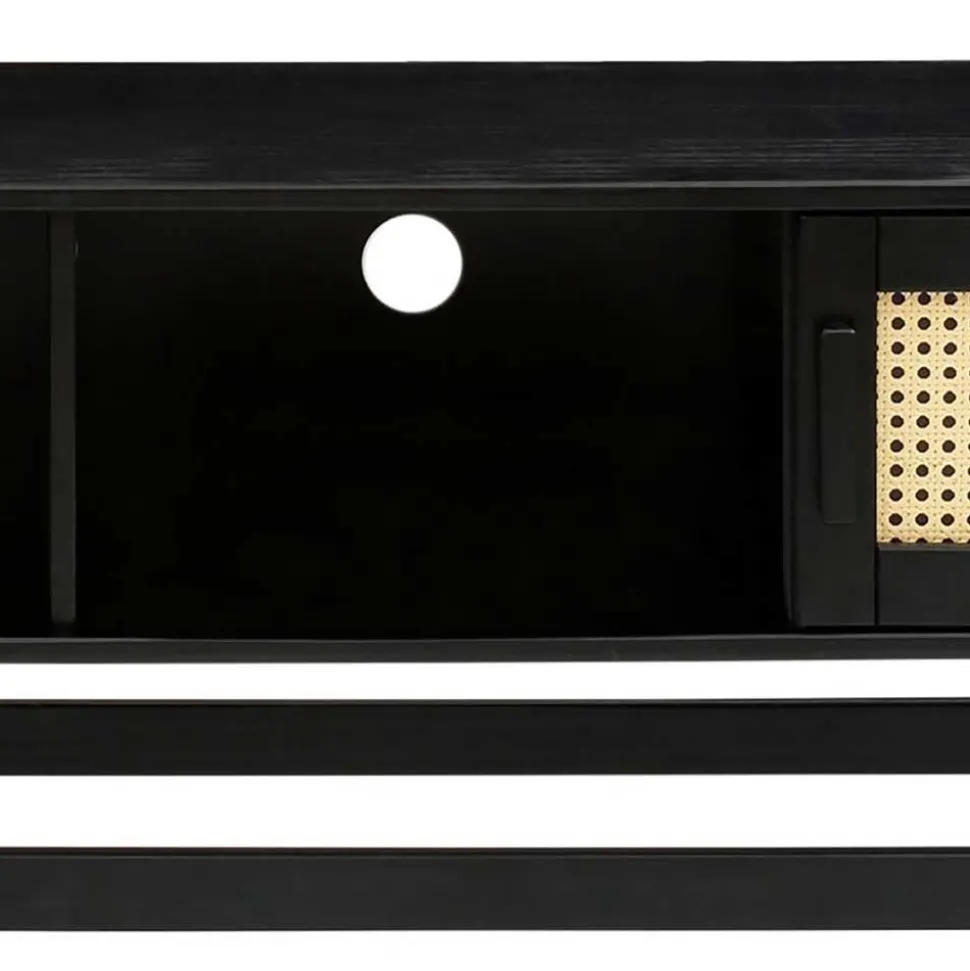 TV Lowboard in Dunkelbraun mit Wiener Geflecht - Santiana