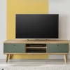 TV Lowboard in Graugrün und Wildeiche - Oliva