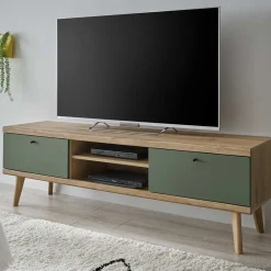 TV Lowboard in Graugrün und Wildeiche - Oliva