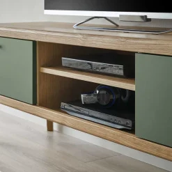 TV Lowboard in Graugrün und Wildeiche - Oliva