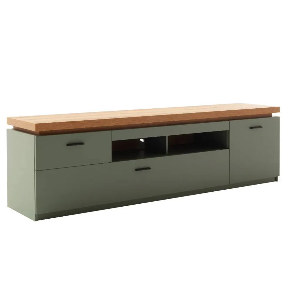 TV Lowboard in Graugrün und Eiche - Kwin