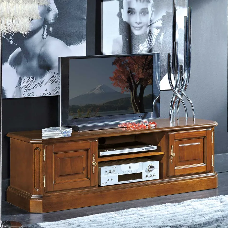 TV Lowboard in Nussbaum mit Metallgriffen - Uno