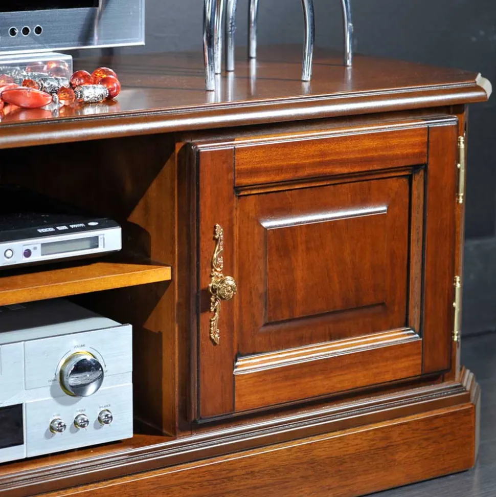 TV Lowboard in Nussbaum mit Metallgriffen - Uno