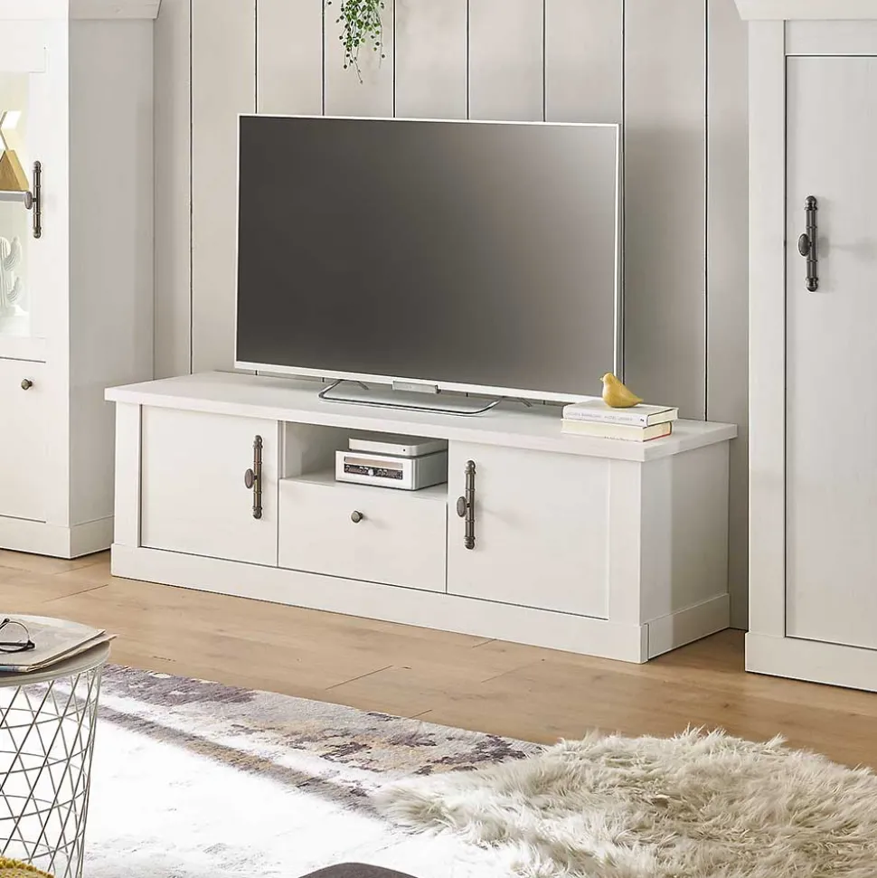 TV Lowboard in weißer Holzoptik Pinie - Liancos