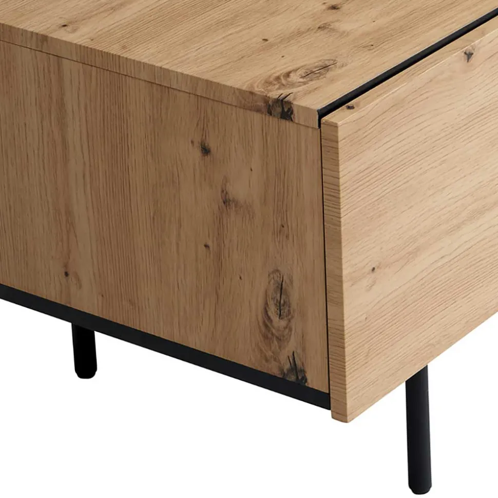 TV Lowboard in Wildeiche Optik & Schwarz - Camplona