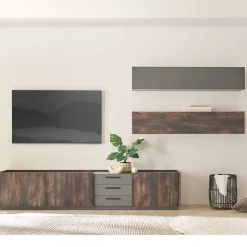 TV Lowboard und zwei Hängeschränke Set - Mundo (dreiteilig)