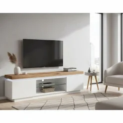 TV Tisch Stijn mit Wildeiche Massivholz