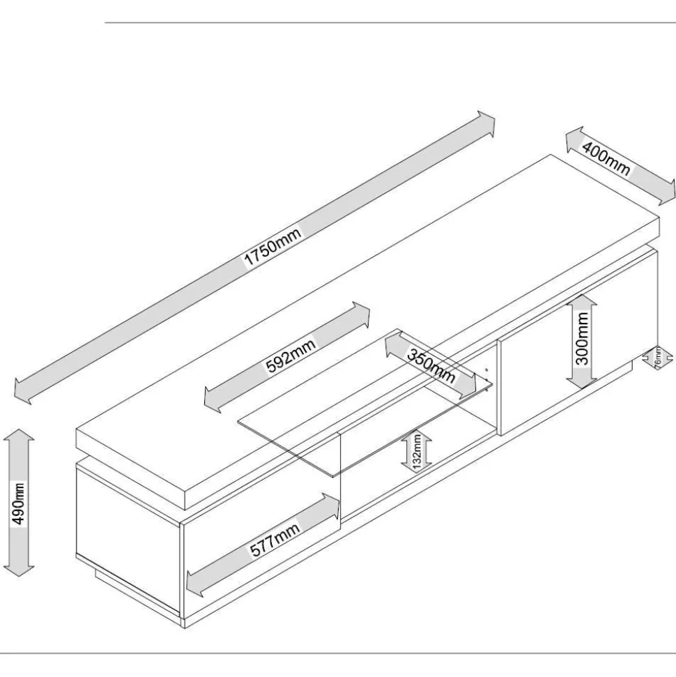 TV Tisch Stijn mit Wildeiche Massivholz