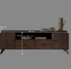 TV Unterschrank aus Kernbuche massiv in Braun - Malawi