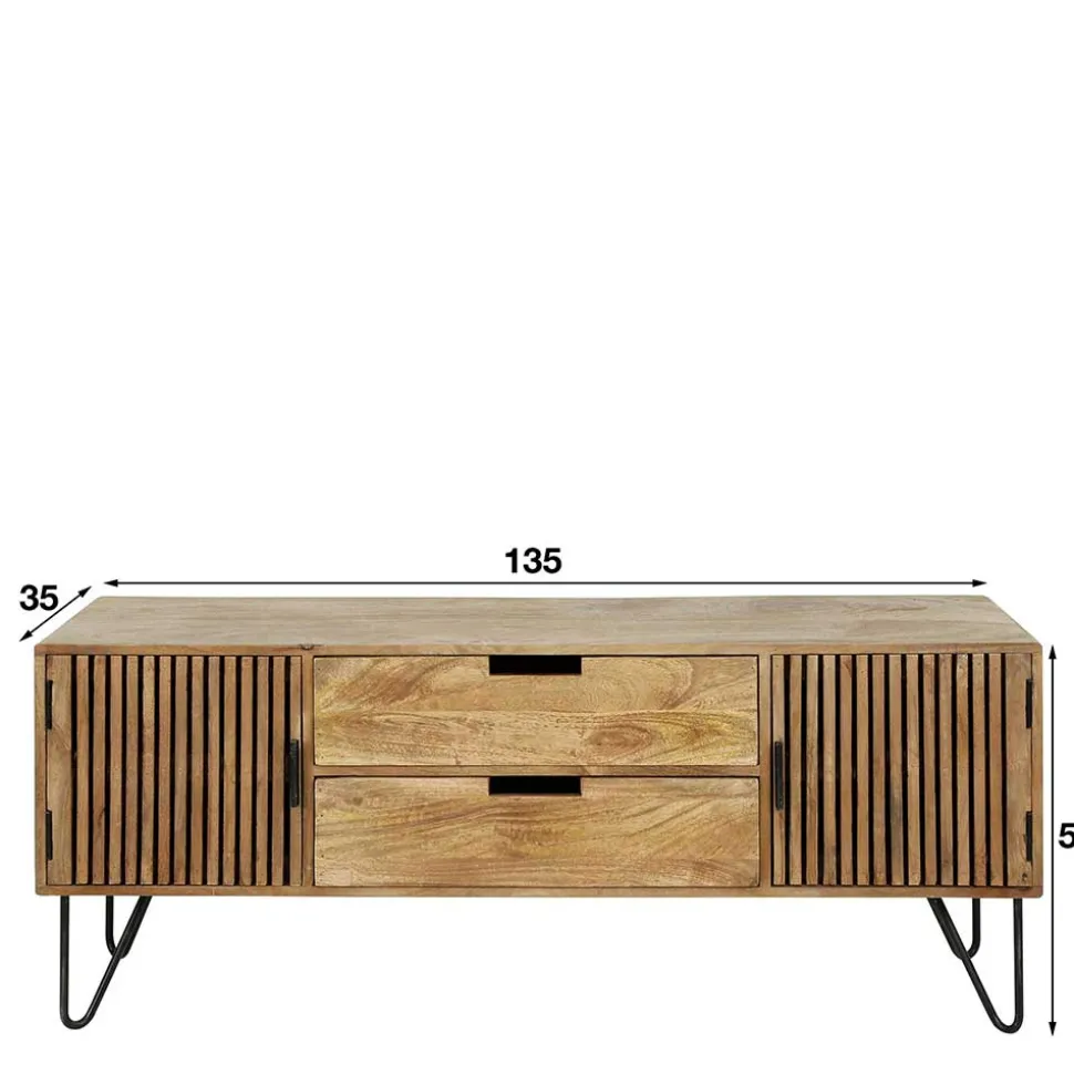 TV Unterschrank aus Mangoholz in Sandfarben - Baina