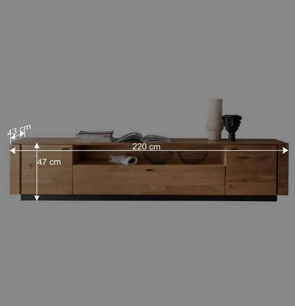 TV Unterschrank aus Wildeiche mit Metallgriffen - Ilfred