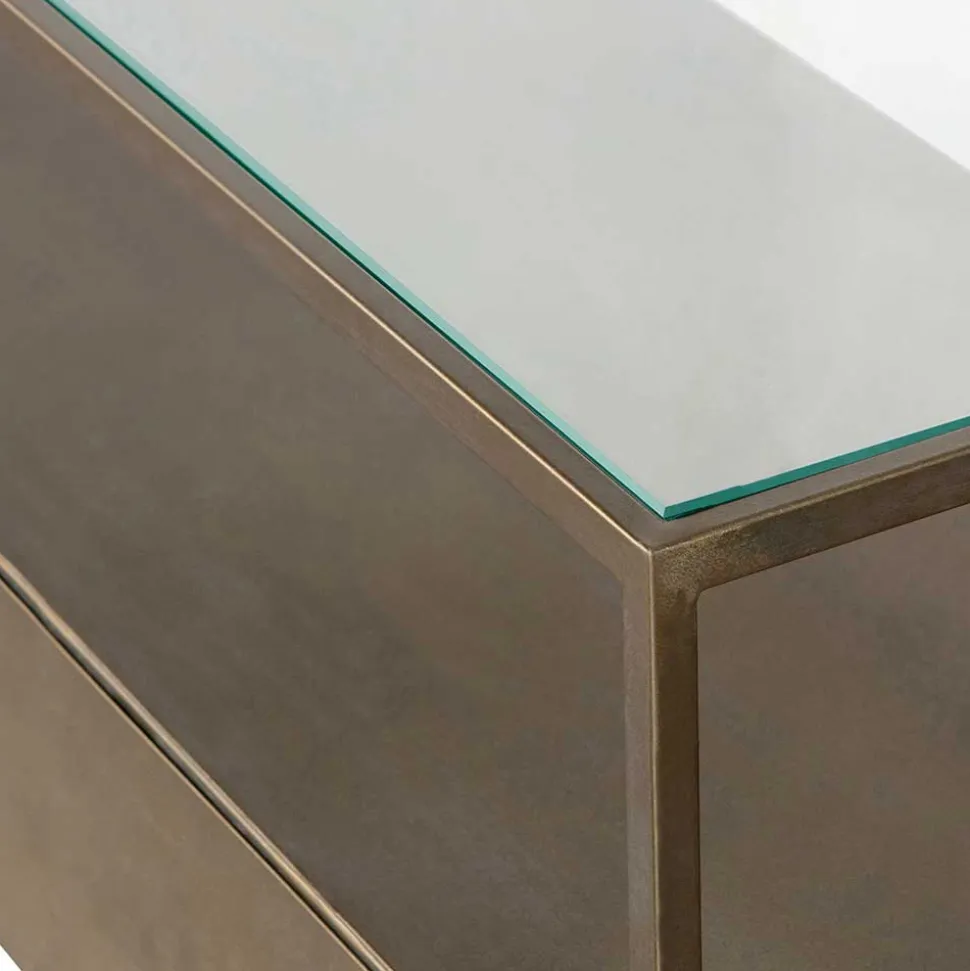 TV Unterschrank in Altmessing Metall - Liviano