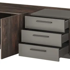 TV Unterschrank in Eiche Dunkel und Anthrazit - Mundo