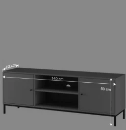 TV Unterschrank in Grau mit Schwarz - Lagista