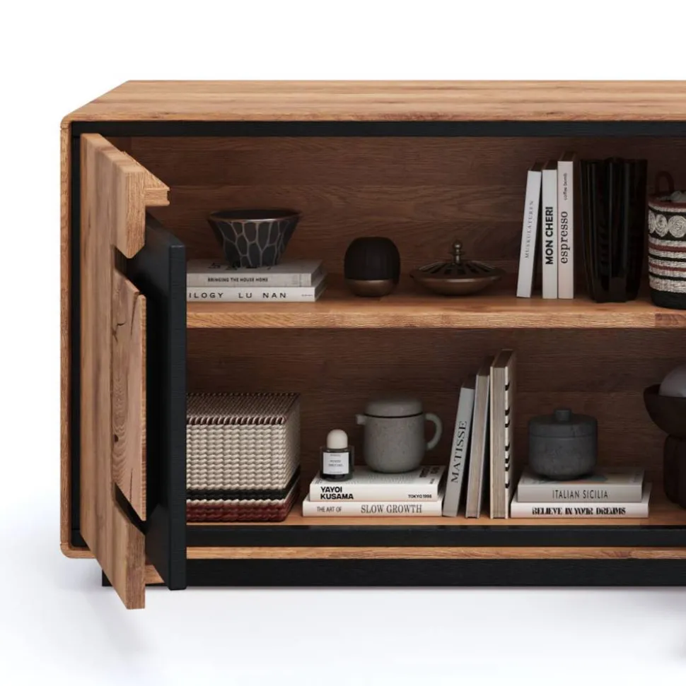 TV Unterschrank mit Hirnholz Applikation - Shipper