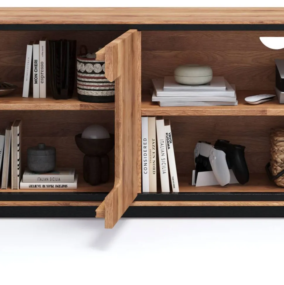 TV Unterschrank mit Hirnholz Applikation - Shipper