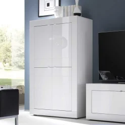 TV Wohnwand in Hochglanz Weiß - Sogno (dreiteilig)