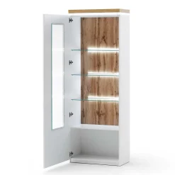 TV Wohnwand in Weiß & Dekor Wildeiche - Caldri (dreiteilig)