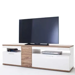 TV Wohnwand in Weiß & Eiche - Icadro (vierteilig)