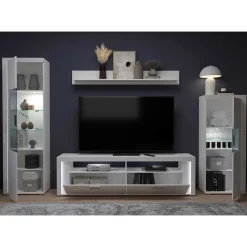 TV Wohnwand Möbel mit LED Set - Gomata (vierteilig)