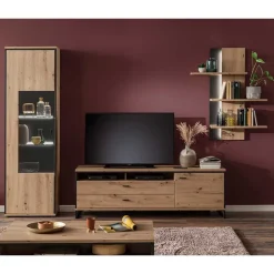 TV Wohnwand Set in Dekor Eiche - Nikdus (dreiteilig)