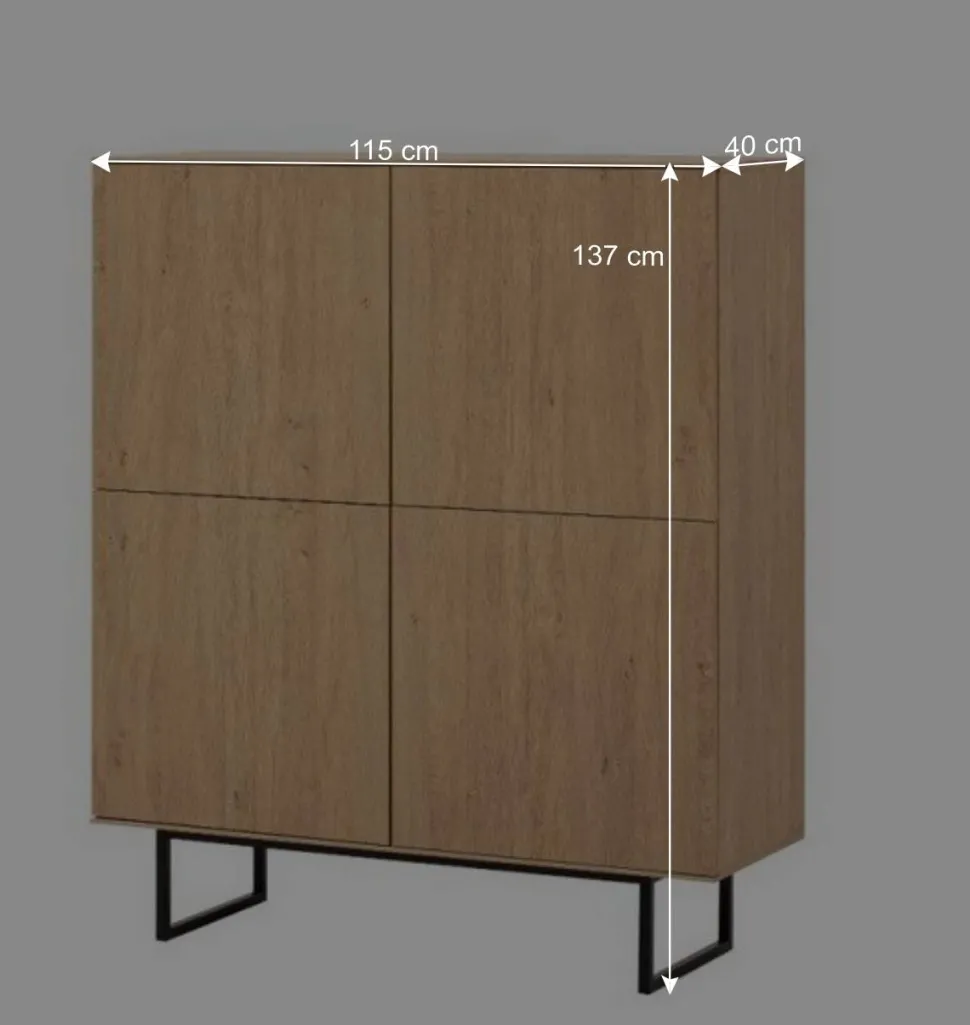 TV Wohnwand Set in Eiche Stone - Jaskin (dreiteilig)