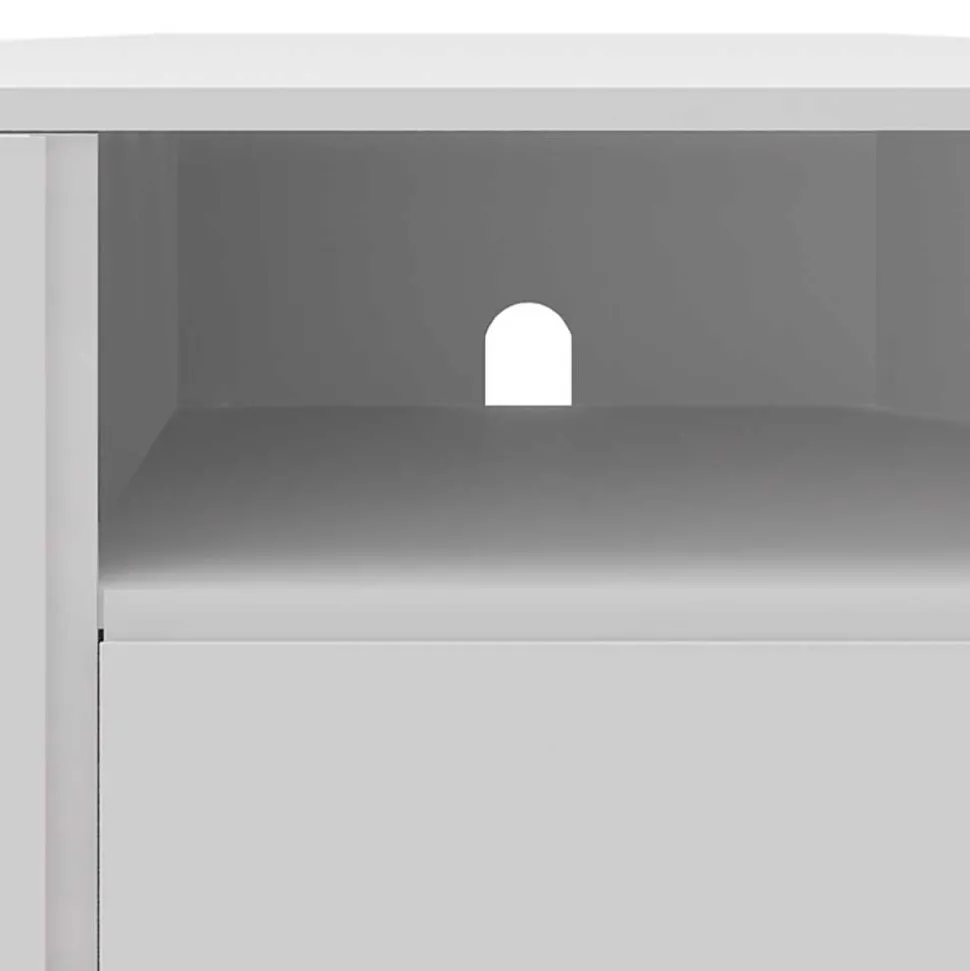 TV-Board für die Ecke in Weiß & Gold - Patinca