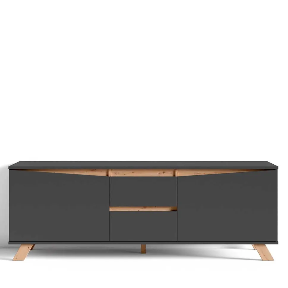 TV-Lowboard in Anthrazit mit Wildeiche - Operatiu