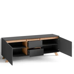 TV-Lowboard in Anthrazit mit Wildeiche - Operatiu