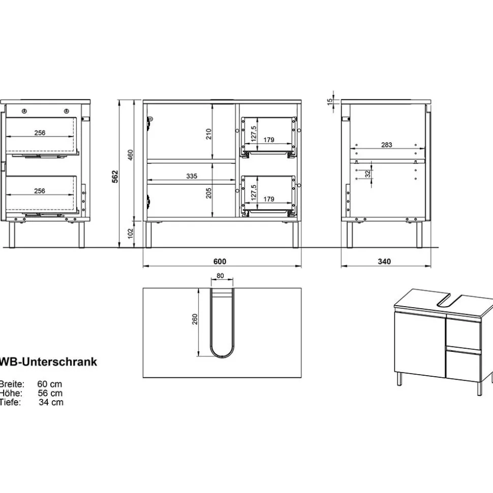 Unterbeckenschrank fürs Bad - Aspariavo