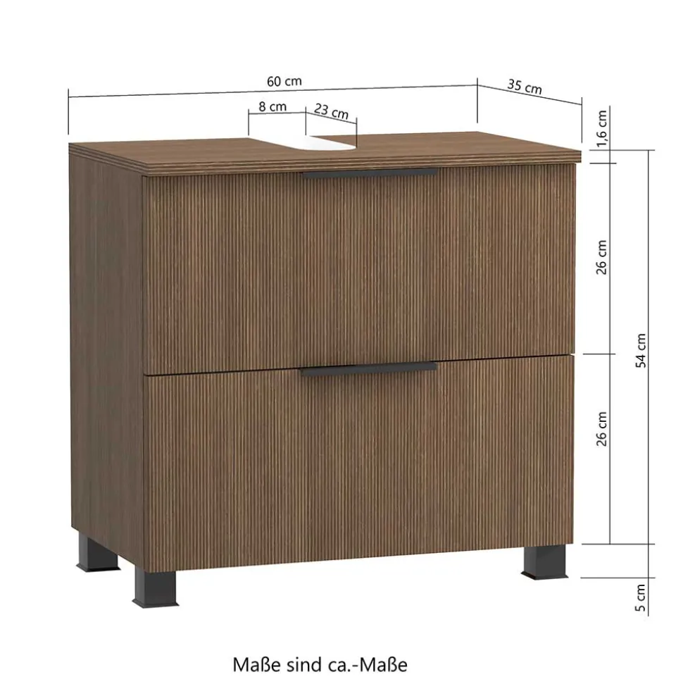 Unterbeckenschrank in dunkler Eiche Holzoptik - Ucaida