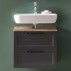 Unterbeckenschrank in Dunkelgrau mit Wildeiche - Novelya