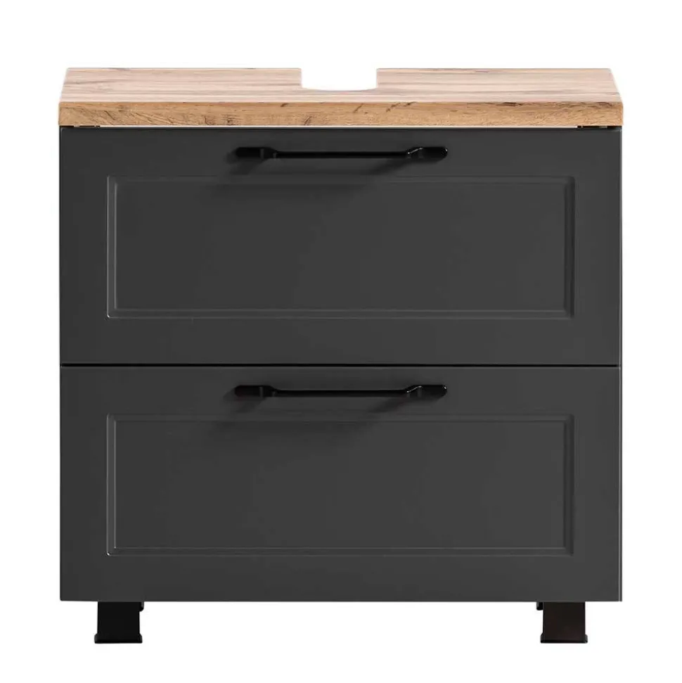 Unterbeckenschrank in Dunkelgrau mit Wildeiche - Novelya