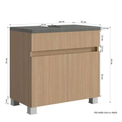 Unterbeckenschrank in Eiche Hell Dekor - Leitha