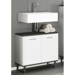 Unterbeckenschrank in Weiß und Anthrazit - Rondja