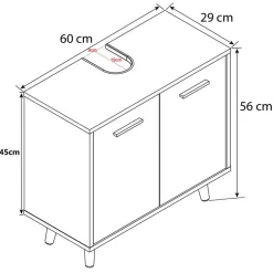 Unterbeckenschrank in Weiß und Anthrazit - Rondja