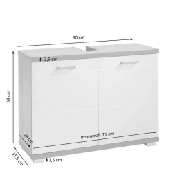 Unterbeckenschrank in Weiß - 2-türig - Fieston