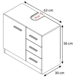 Unterbeckenschrank mit drei Schubladen und Tür - Gransov
