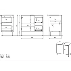 Unterbeckenschrank mit zwei Schubladen & Tür - Otrus
