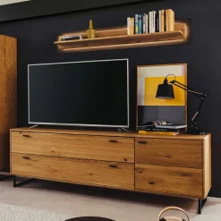 Unterschrank für Fernseher mit zwei Schubladen & Tür - Flacona