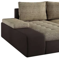U-Schlafcouch in Beige und Dunkelbraun - Driften
