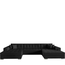 U-Sofa in Schwarz Kunstlederbezug - Bekasi