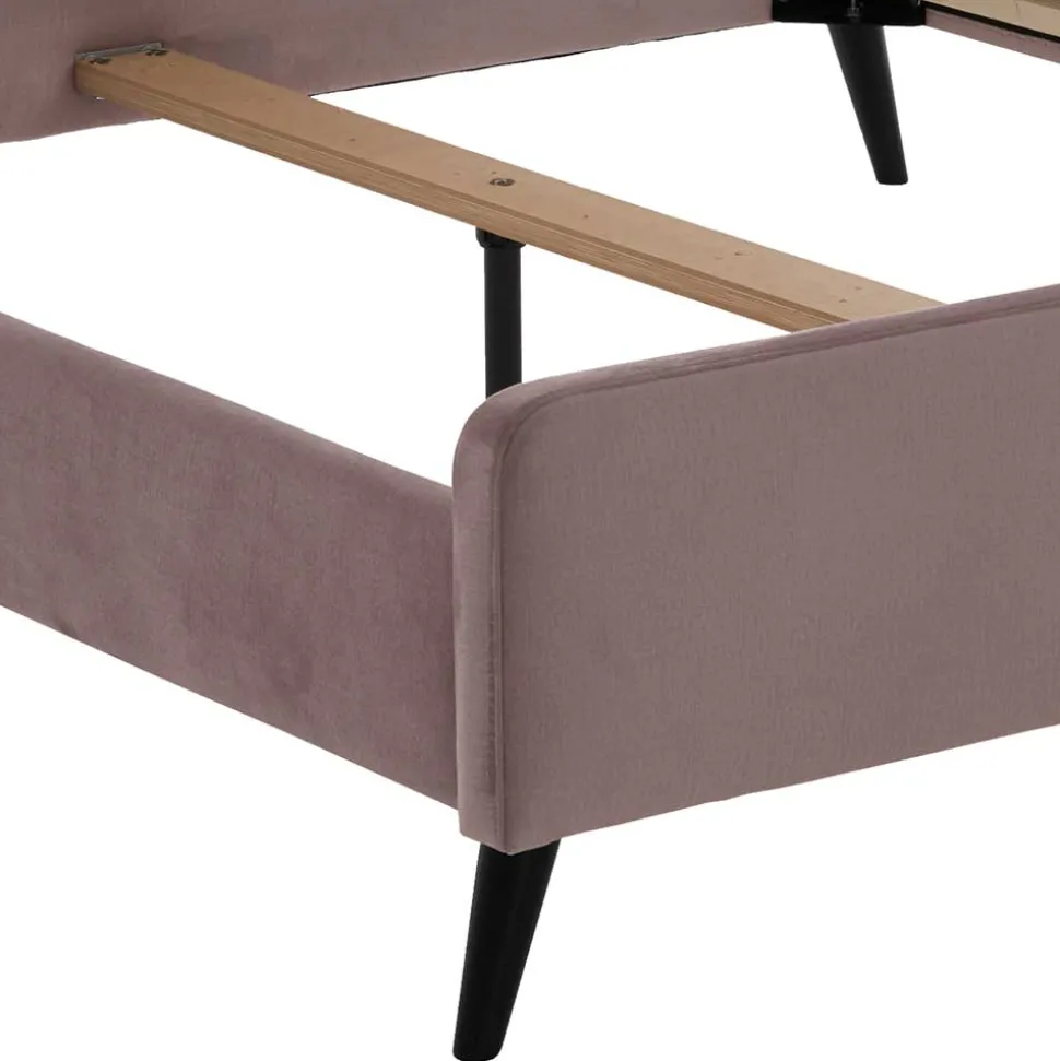 Velours Bettgestell in Altrosa - Unegra