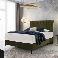 Velours Boxspringbett in Oliv Grün - Prudenca