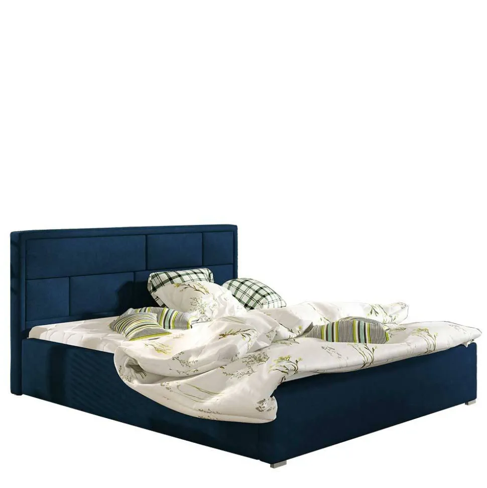 Velours Doppelbett in Dunkelblau - Liony