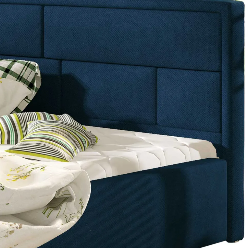 Velours Doppelbett in Dunkelblau - Liony