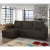 Velours Ecksofa in Braun mit Bettfunktion - Bascana