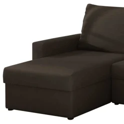 Velours Ecksofa in Braun mit Bettfunktion - Bascana