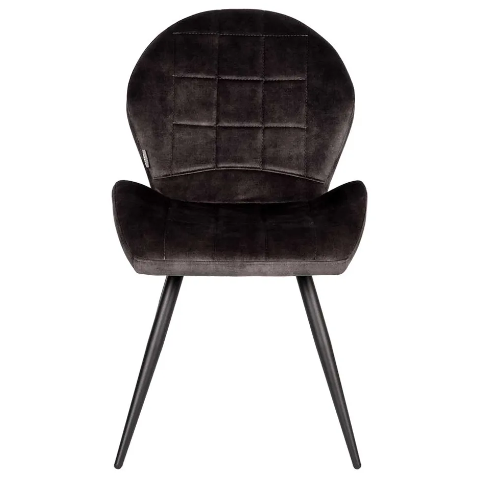 Velours Esstischstuhl in Anthrazit - Macereta (2er Set)